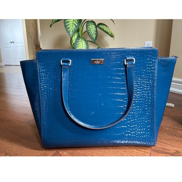 Kate Spade Crocodile Skin Embossed Patent Leather Tote - Picture 1 of 3
